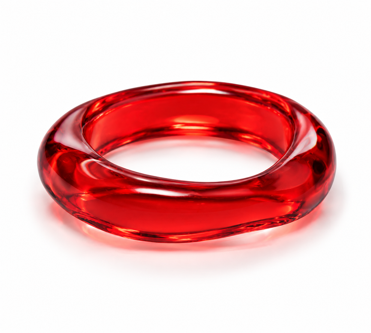 Slender red translucent Glass Ring