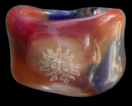 Tree Spirit Thick Multi colored Glass Ring 109