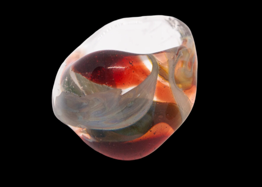 Thick Bulky Red and Blue swirl Glass Ring 107